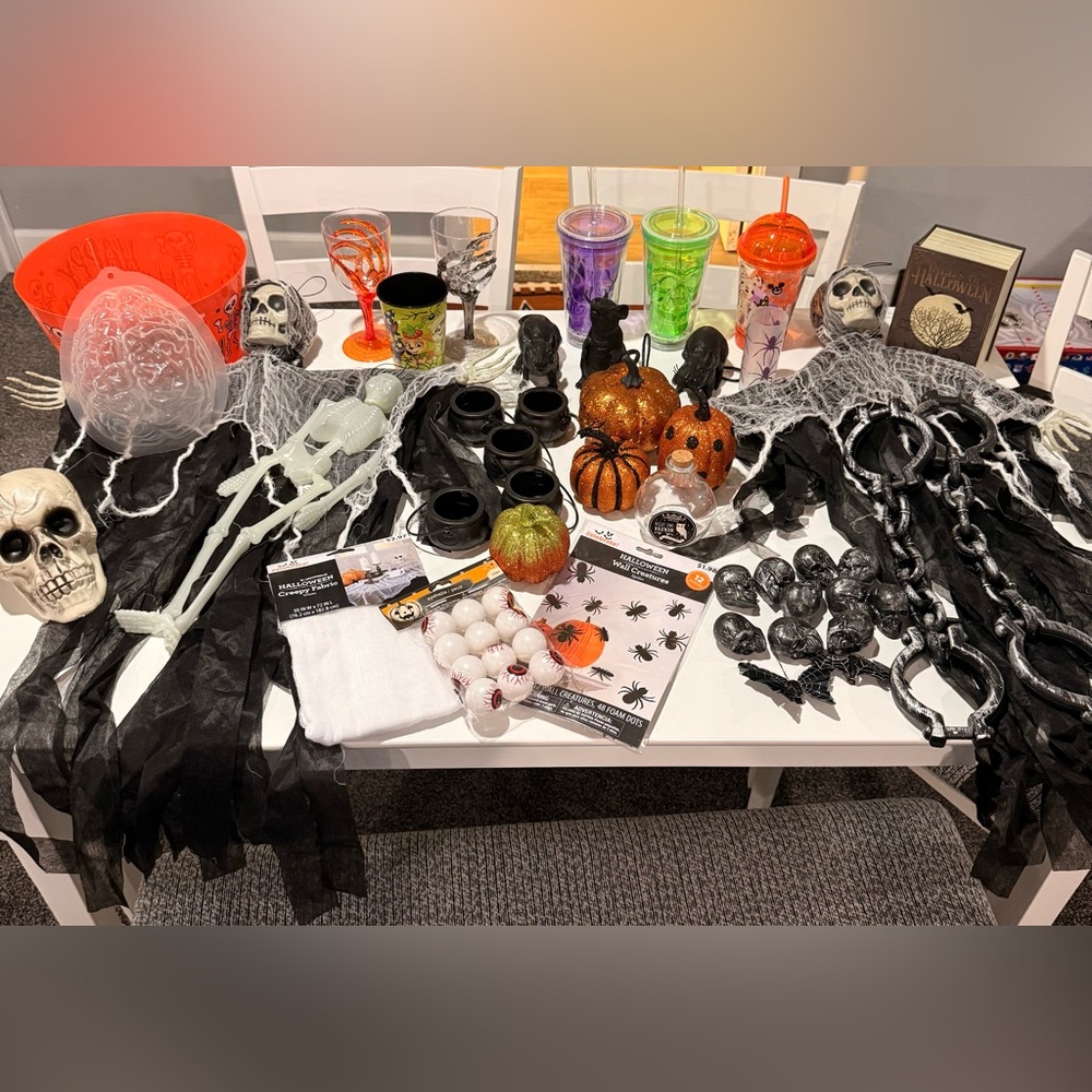 Spooky Halloween Decoration Set with Black and Orange Accents